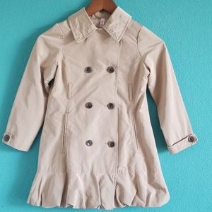 Lands' End Kids Tan Ruffle Bottom Trench Coat